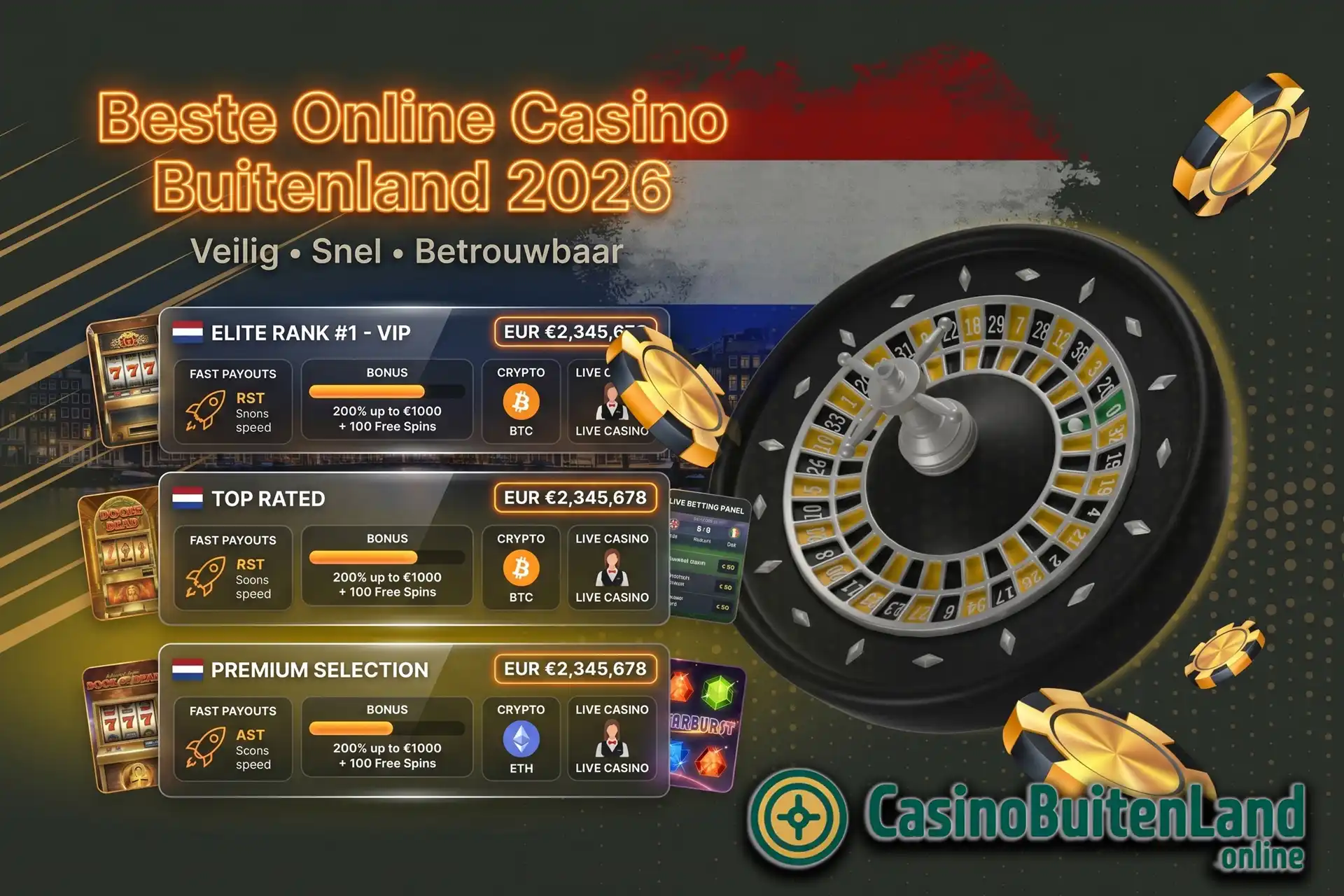 Eindvergelijking en overzicht van de beste online casino's in het buitenland voor Nederlandse gebruikers